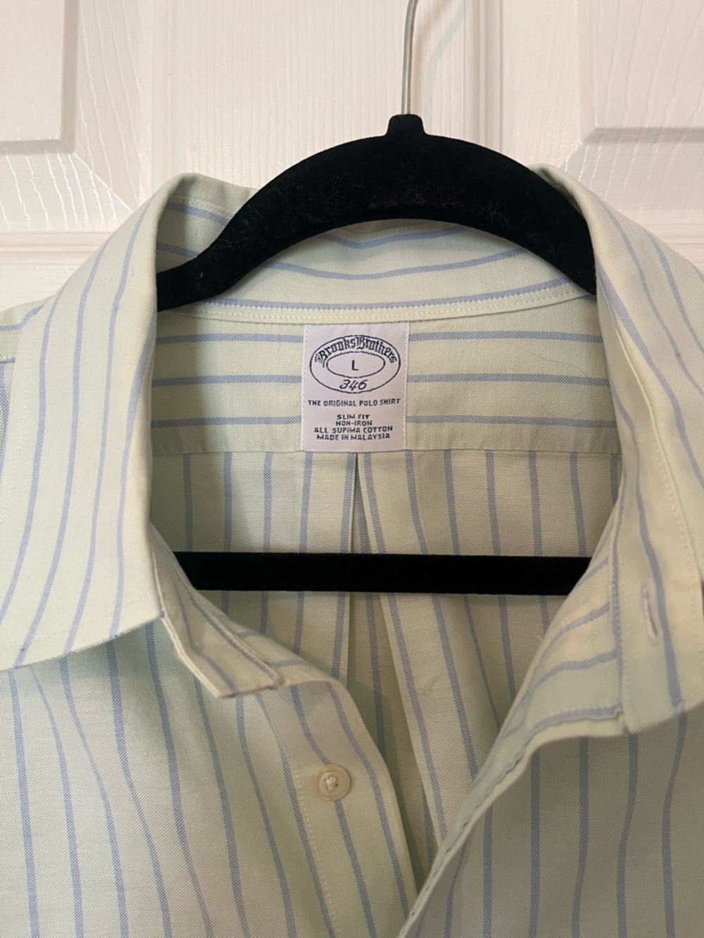 Brooks Brothers Large Mint Green and Light Blue Striped Dress Shirt Old Money - Picture 3 of 5